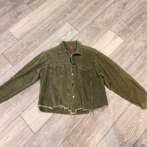 POL Olive Green Distressed corduroy Jacket